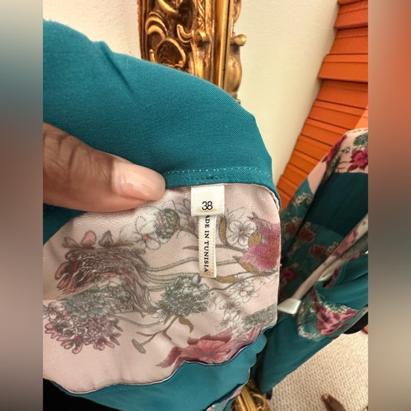 Sandro Ting Printed Color Block Kimono Silk Jacket Sz M - Picture 10 of 10